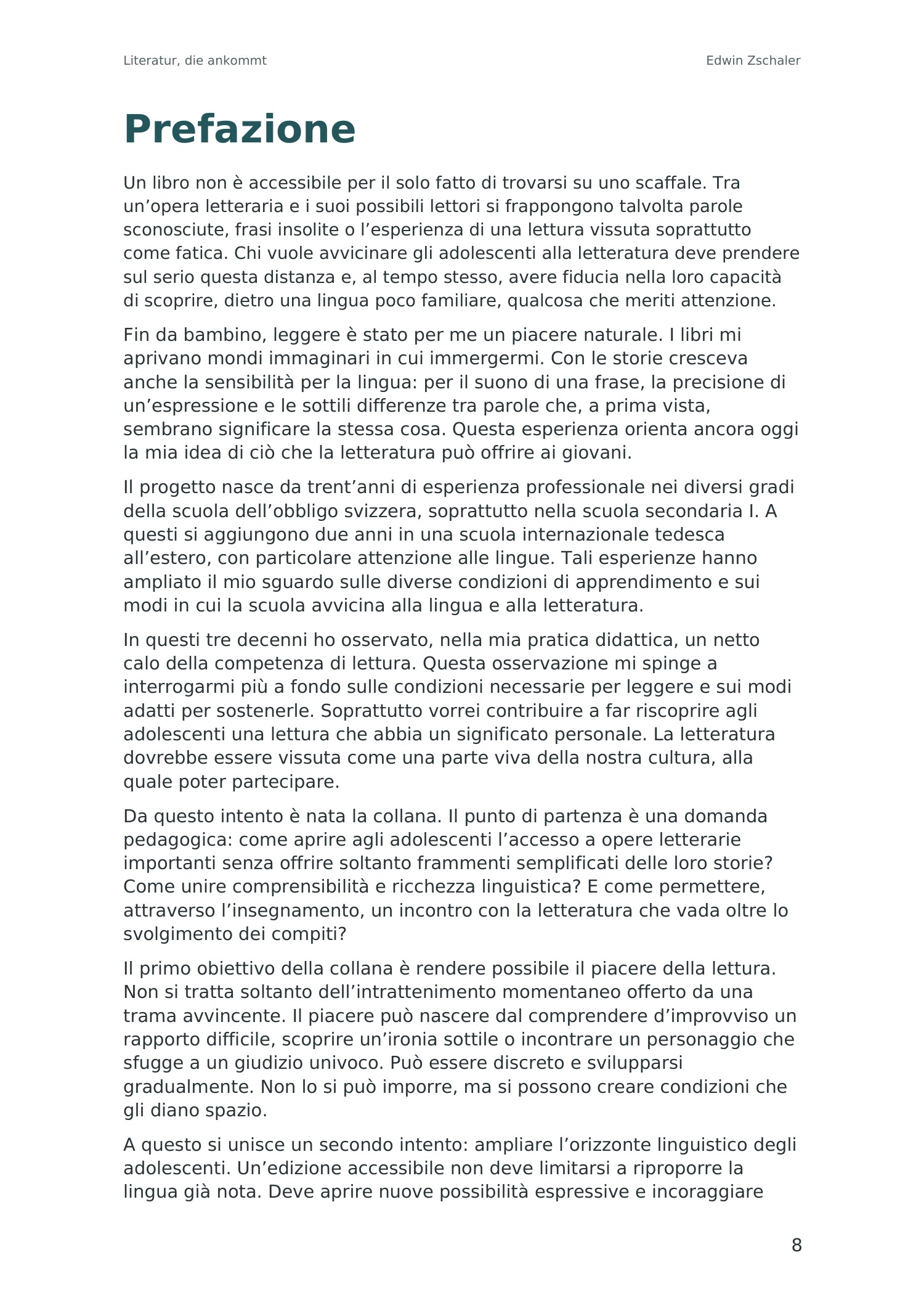 Uno sguardo alla prefazione